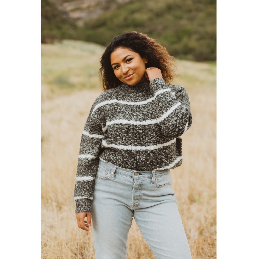 Piper & Scoot Her Striped Sweater in Charcoal